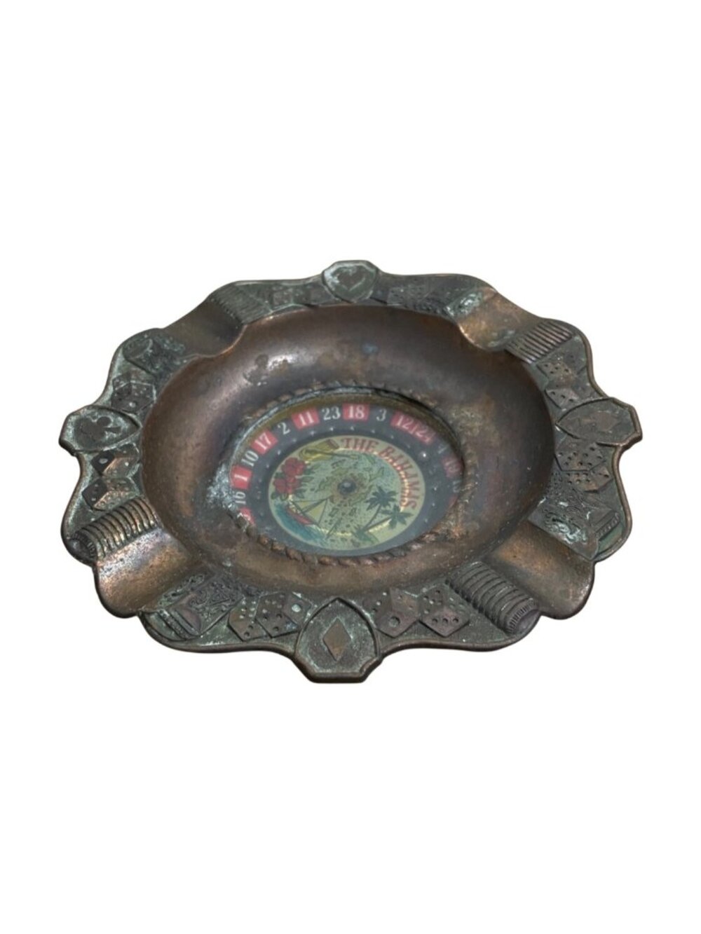 Vtg Bahamas Roulette Wheel Ashtray Working Spinner Gambling Collectable VIDEO